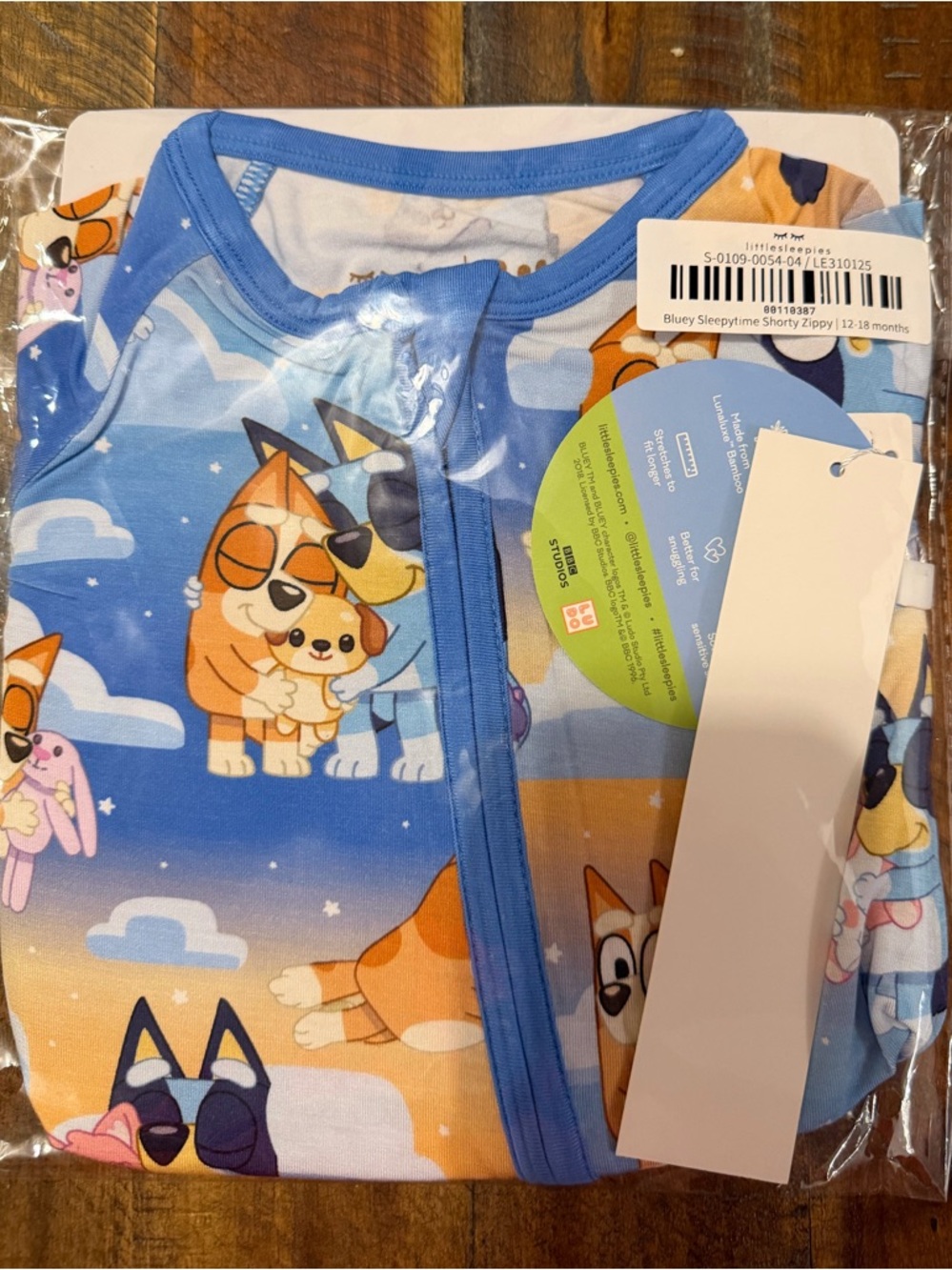 NWT Little Sleepies Bluey Sleepytime Shorty Zippy - 12-18m
